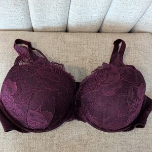 Lace Underwire Bra - Deep Plum